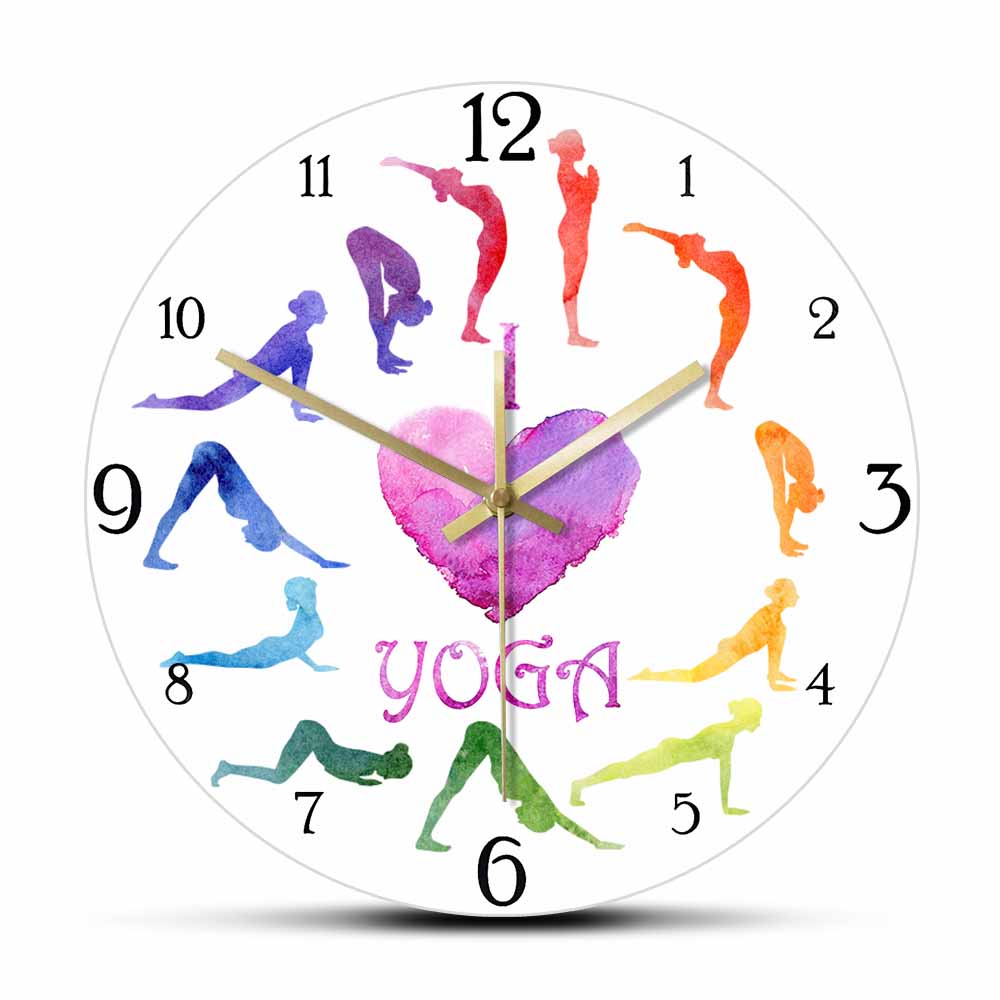 Yoga Fitness Watch - Orologio da parete con stampa di